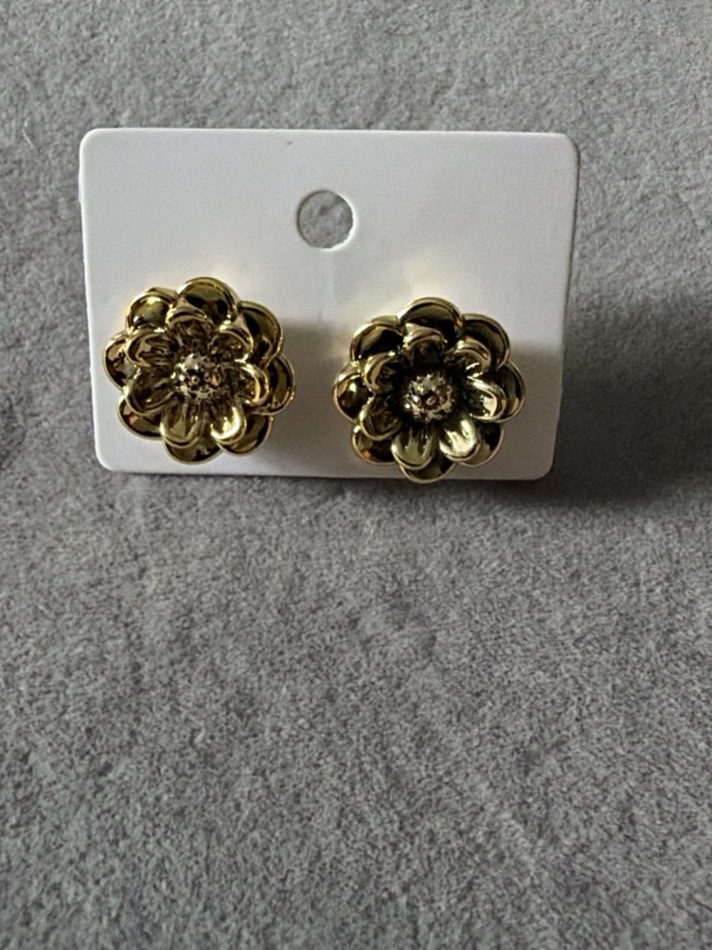 Gold Floral Stud Earrings - Unbranded